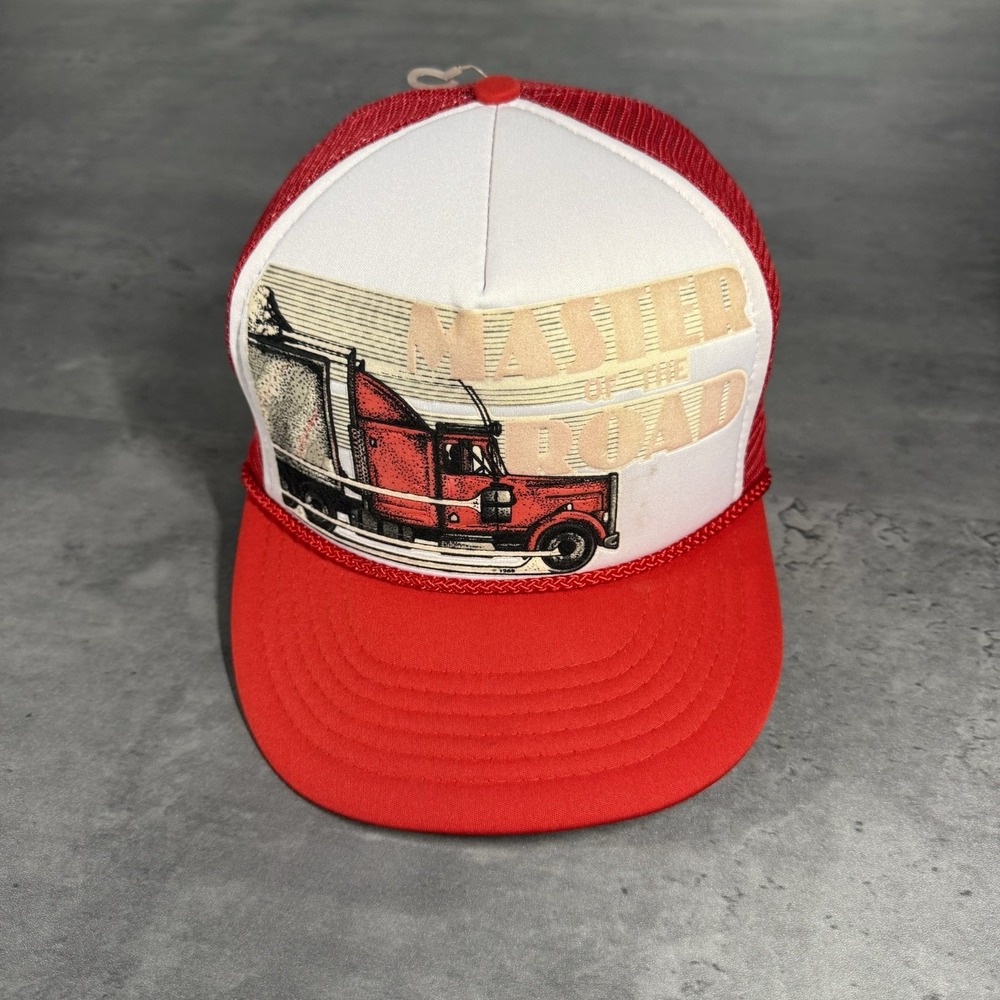 Vintage 18 Wheeler Trucking Snapback Hat 70s 80s Nylon Mesh Rope Trucker Cap